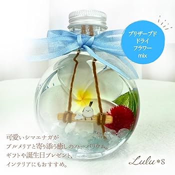 プリザーブドフラワー（2セット）シマエナガ＆三日月型　　ティファニーブルー＆濃紺 プリザーブドフラワー（2セット）シマエナガ＆三日月型